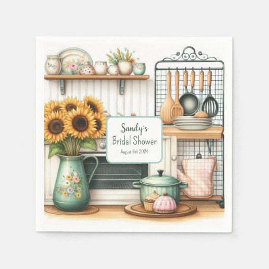 Retro Keuken Vrijgezellenfeest Papier Servet (Voorkant)