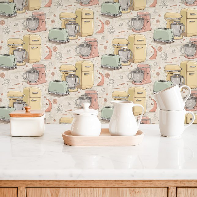 Retro keukenapparaten behang (Creator heeft geüpload)