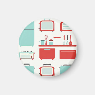 Retro keukenapparaten patroon magneet