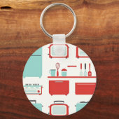 Retro Keukenapparaten Patroon Sleutelhanger (Voorkant)