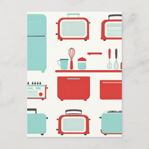 Retro keukenapparatuur patroon briefkaart