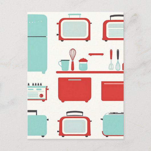 Retro keukenapparatuur patroon briefkaart (Voorkant)
