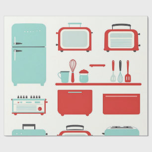 Retro Keukenapparatuur Patroon Cadeaupapier