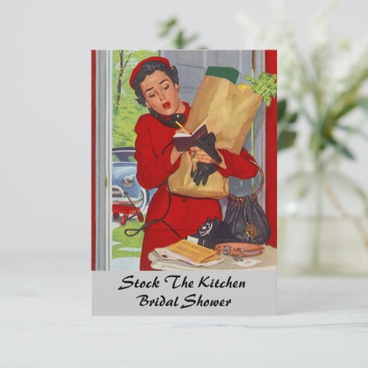 Retro  Keukenbridal Shower-uitnodigingen Kaart (Staand voorkant)