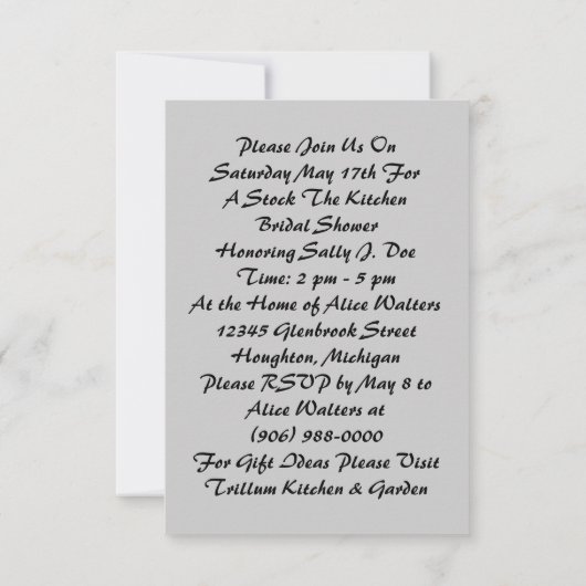 Retro  Keukenbridal Shower-uitnodigingen Kaart (Achterkant)