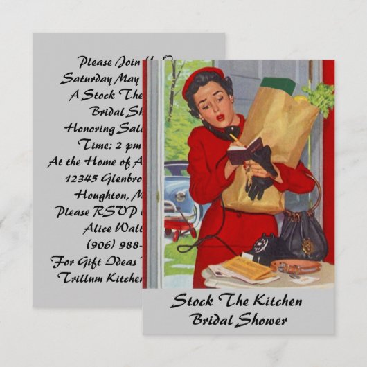 Retro  Keukenbridal Shower-uitnodigingen Kaart (Voorkant / Achterkant)