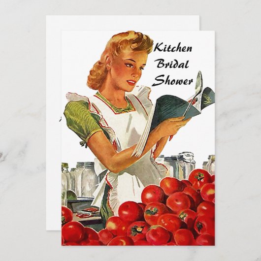 Retro  Keukenbridal Shower-uitnodigingen Kaart (Voorkant / Achterkant)