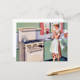 retro keukendame briefkaart
