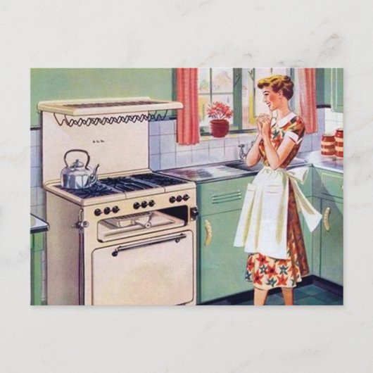 retro keukendame briefkaart (Voorkant)