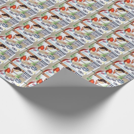 retro  keukendame cadeaupapier (Hoek)