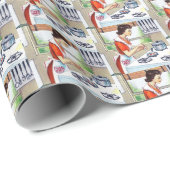 retro  keukendame cadeaupapier (Rol Hoek)