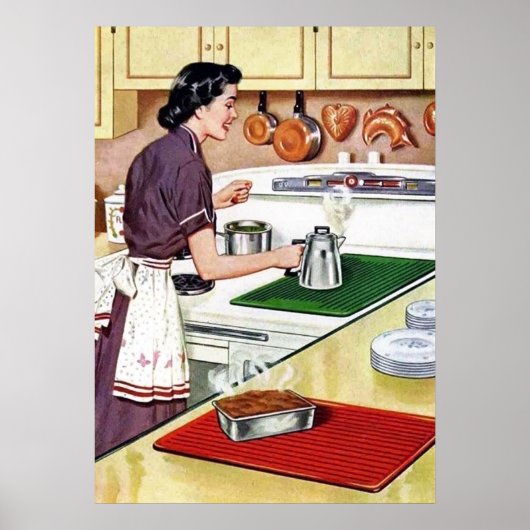 retro  keukendame poster (Voorkant)