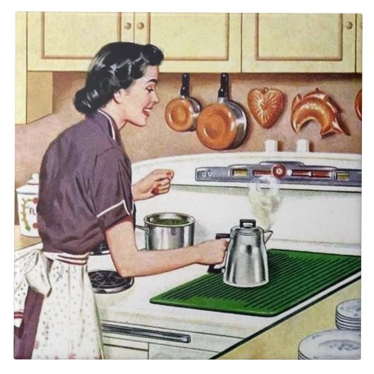 retro  keukendame tegeltje (Voorkant)