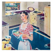 retro  keukendame tegeltje (Voorkant)