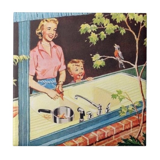 retro  keukendame tegeltje (Voorkant)