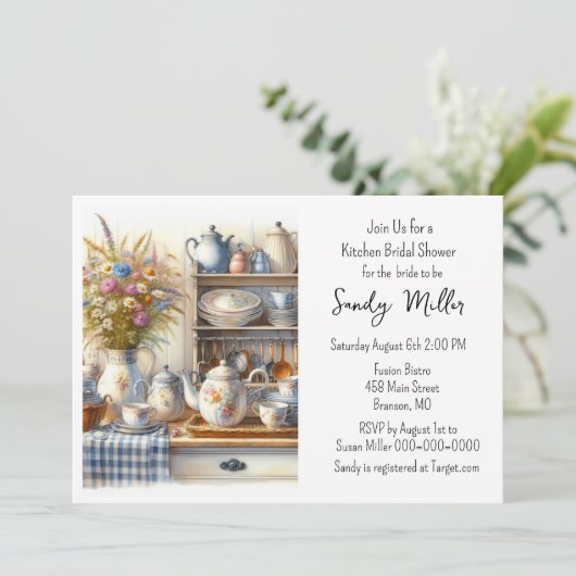 Retro Keukengerechten Bruids Douche Uitnodiging (Staand voorkant)