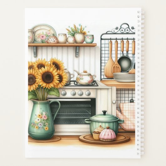 Retro Keukengerechten en Zonnebloemen Planner (Achterkant)