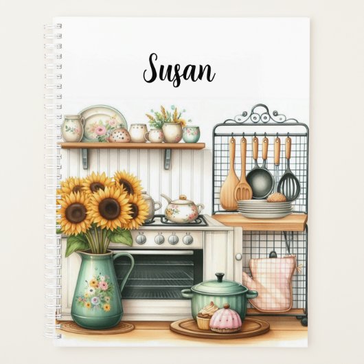 Retro Keukengerechten en Zonnebloemen Planner (Voorkant)