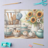 Retro Keukengerechten Theepot en Zonnebloemen Tissuepapier (Craft)