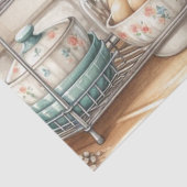 Retro Keukengerechten Theepot en Zonnebloemen Tissuepapier (Detail)