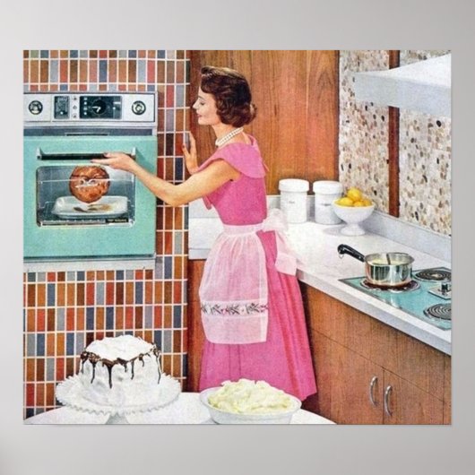 Retro  keukenhuisvrouw decor poster (Voorkant)