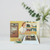 retro keukenkeuken voor kooksters briefkaart (Staand voorkant)