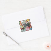 Retro keukenliefhebbers vierkante sticker (Envelop)