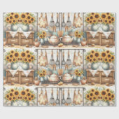 Retro Keukenplank en Zonnebloem Wrapping Paper Cadeaupapier (Vlak)