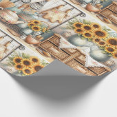 Retro Keukenplank en Zonnebloem Wrapping Paper Cadeaupapier (Hoek)