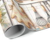 Retro Keukenplank en Zonnebloem Wrapping Paper Cadeaupapier (Rol Hoek)