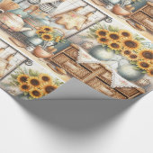 Retro Keukenplank en Zonnebloem Wrapping Paper Cadeaupapier (Hoek)
