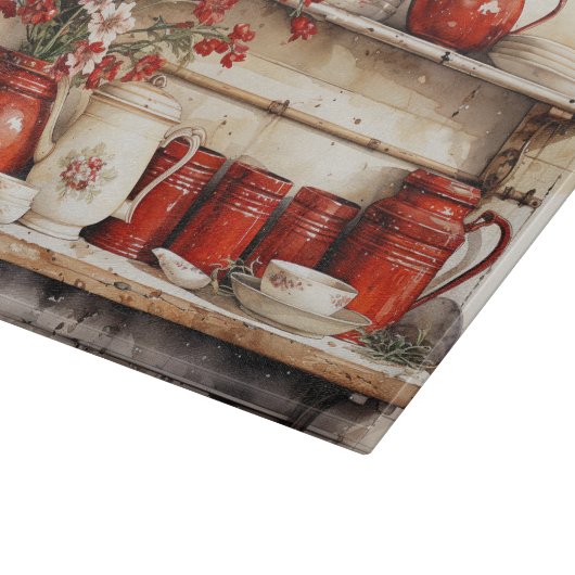 Retro Keukenplank  Rustiek Rood Wit Snijplank (Hoek)