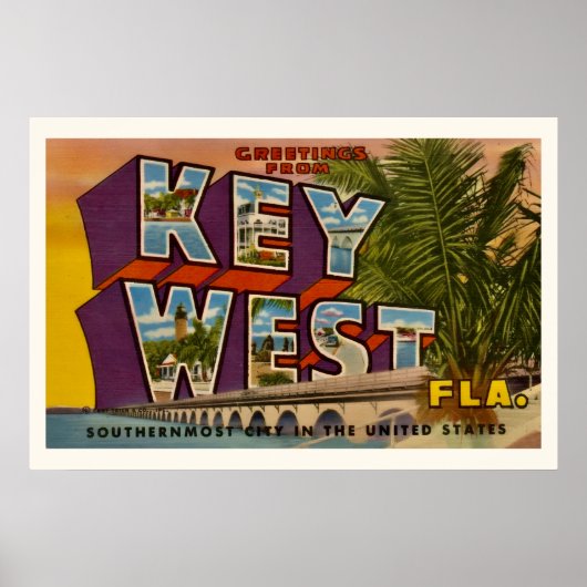Retro Key West Florida 20x30 Postcard Afdruk Poster (Voorkant)