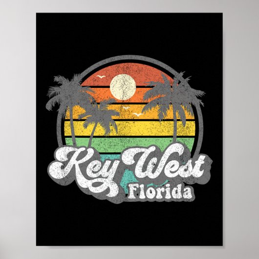 Retro Key West Florida Keys Nostalgische 70's Stra Poster (Voorkant)