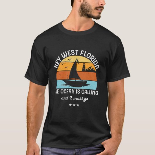 Retro Key West Florida Sailing T-shirt (Voorkant)