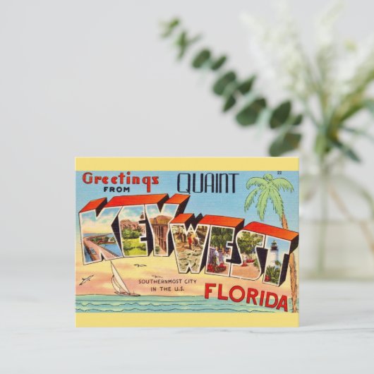Retro Key West-groet Briefkaart (Staand voorkant)