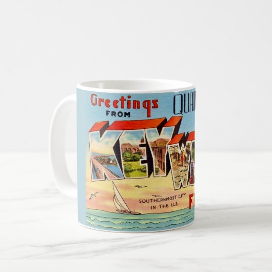 Retro Key West-groet Koffiemok (Voorkant links)