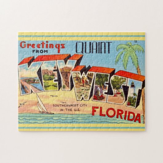 Retro Key West-groet Legpuzzel (Horizontaal)