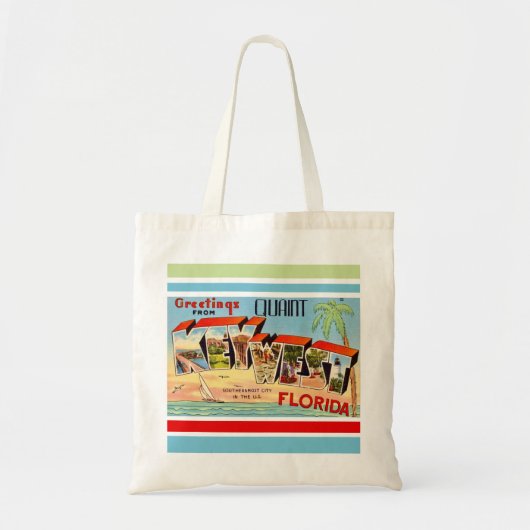 Retro Key West-postkaart boodschappentas Tote Bag (Voorkant)