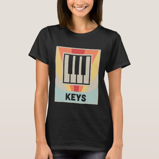 Retro KEYS Synthesizertoetsenbord T-shirt (Voorkant)