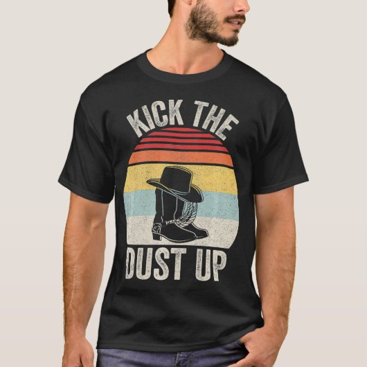  Retro Kick de dust op Cowboy Cowgirl T-shirt (Voorkant)