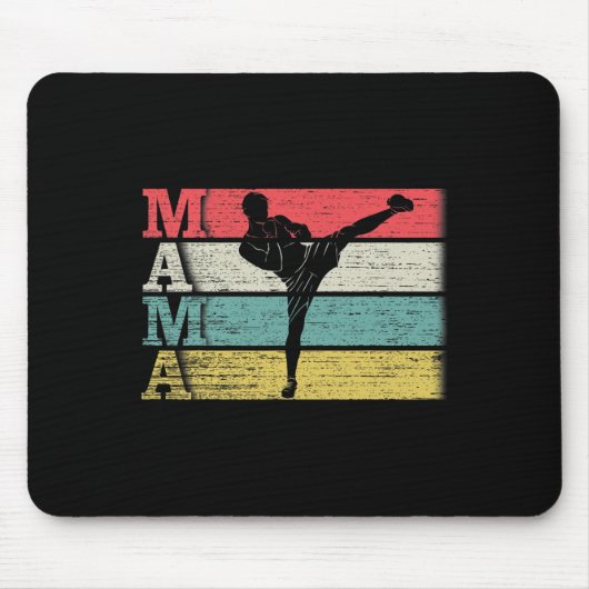 Retro Kickboksen Mama Kickbox Silhouet F Muismat (Voorkant)