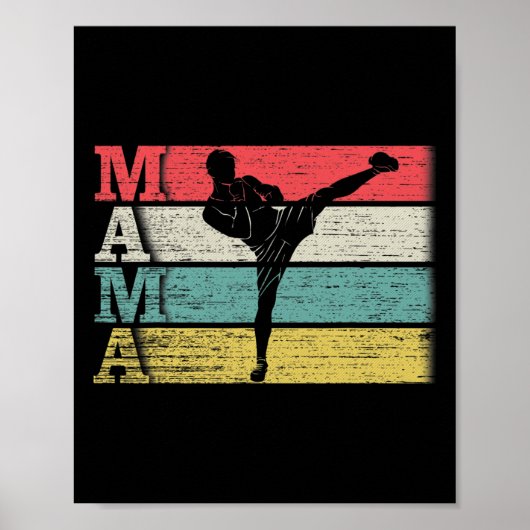 Retro Kickboksen Mama Kickbox Silhouet F Poster (Voorkant)