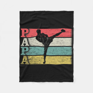 Retro Kickboksen Papa Kickbox Silhouet Oude Man Fleece Deken