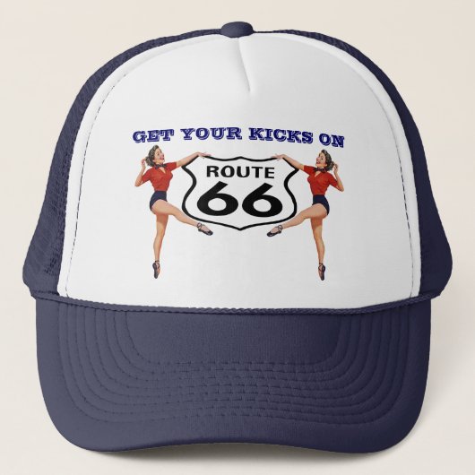 RETRO "KICKS"-PET ~ KRIJG UW KICKS OP ROUTE 66 TRUCKER PET (Voorkant)