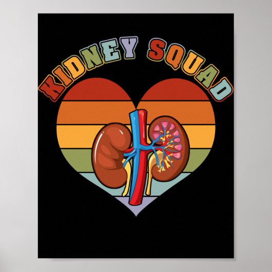 Retro Kidney Squad Team Nephrology Neurse Dialyse Poster (Voorkant)