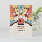 Retro Kids Bowling Birthday Party Kaart (Staand voorkant)