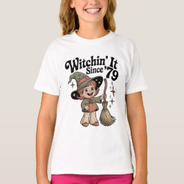 Retro Kids Halloween 70s Cute Witch  Tee T-shirt