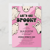 Retro Kids Meisjes Halloween Feestje Kaart (Voorkant)