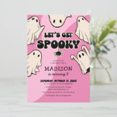 Retro Kids Meisjes Halloween Feestje Kaart (Staand voorkant)